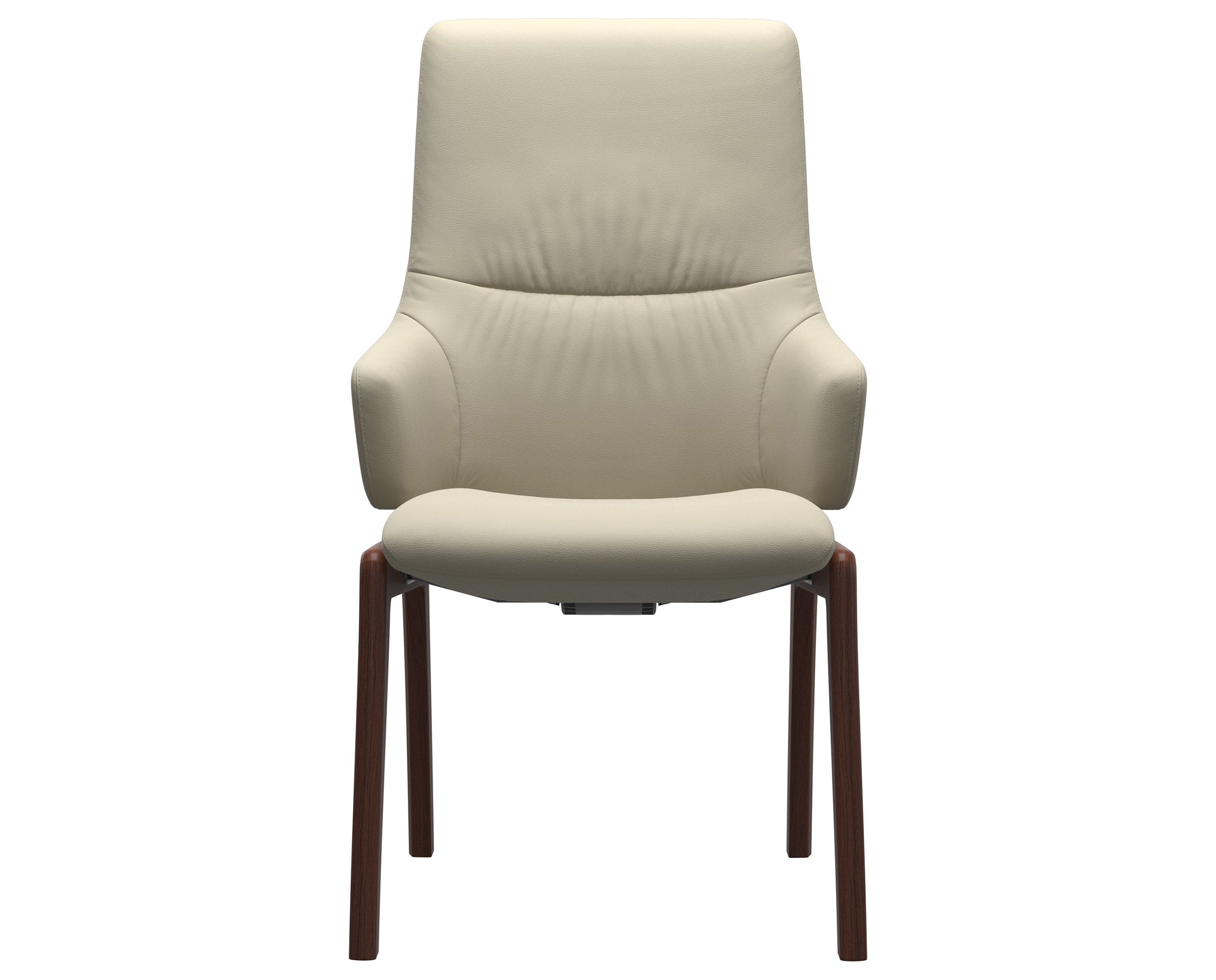 Paloma Leather Light Grey and Walnut Base | Stressless Mint High Back D100 Dining Chair w/Arms | Valley Ridge Furniture