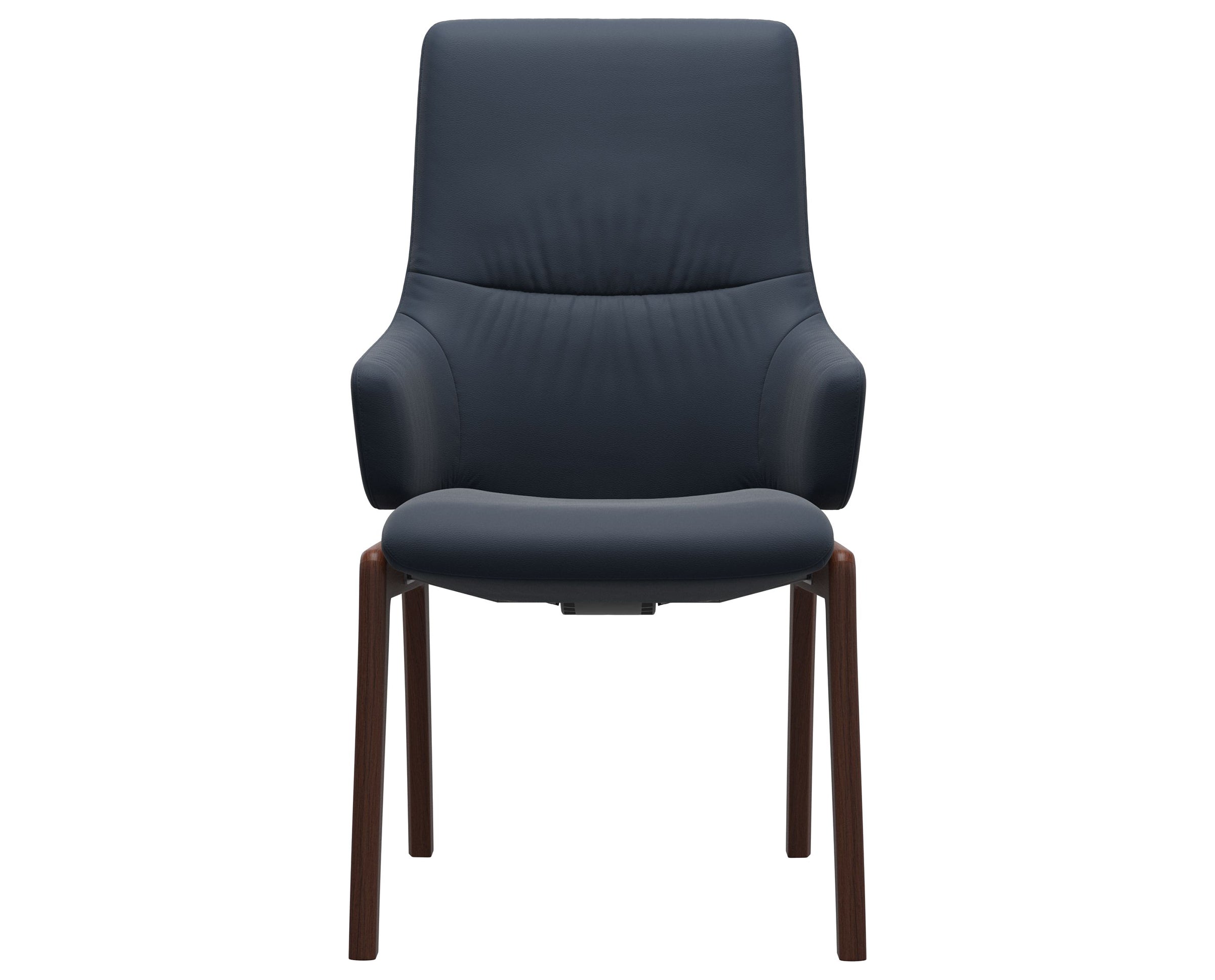 Paloma Leather Oxford Blue and Walnut Base | Stressless Mint High Back D100 Dining Chair w/Arms | Valley Ridge Furniture