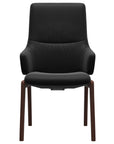 Paloma Leather Black and Walnut Base | Stressless Mint High Back D100 Dining Chair w/Arms | Valley Ridge Furniture