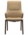 Paloma Leather Sand and Walnut Base | Stressless Mint High Back D100 Dining Chair w/Arms | Valley Ridge Furniture