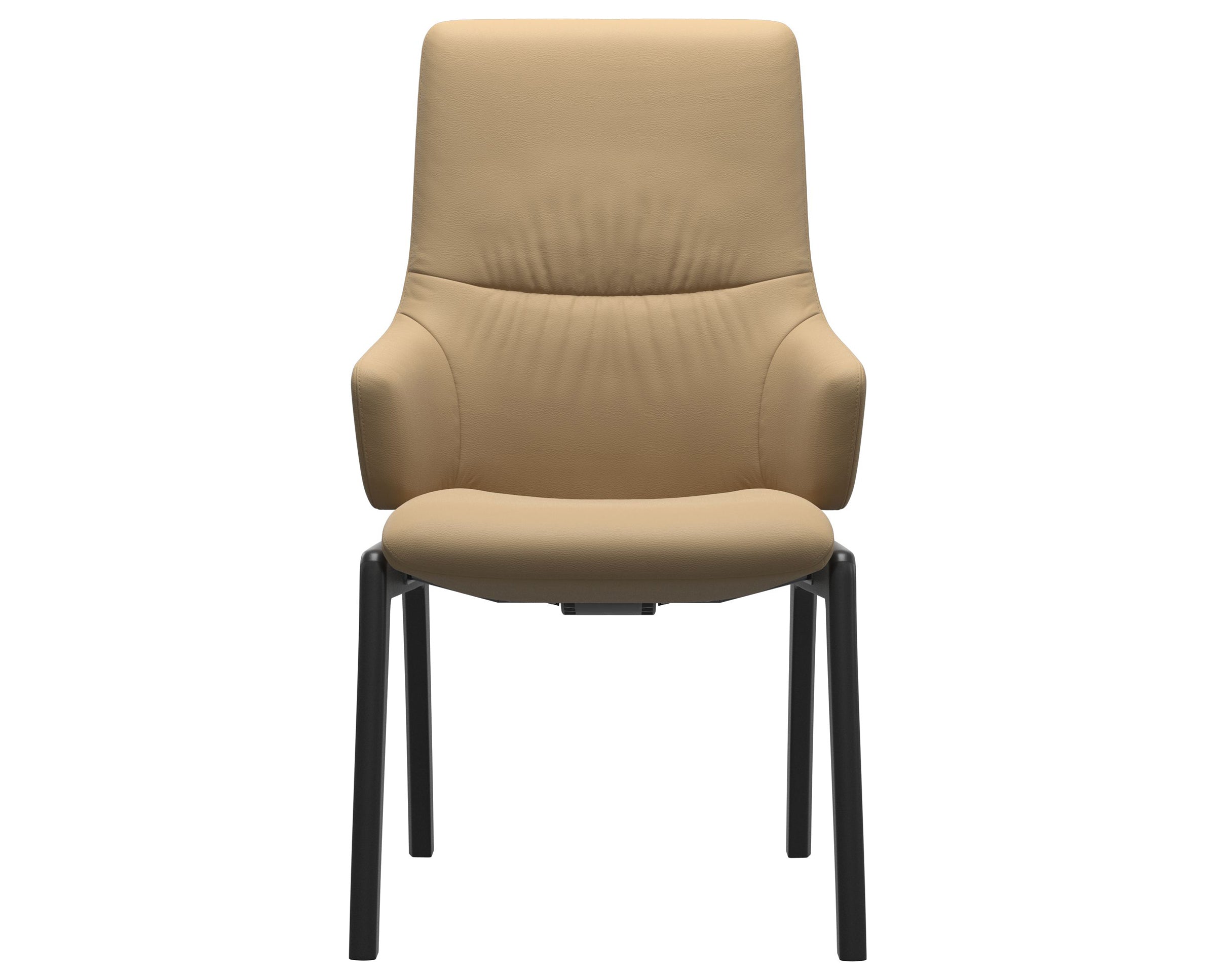 Paloma Leather Sand and Black Base | Stressless Mint High Back D100 Dining Chair w/Arms | Valley Ridge Furniture