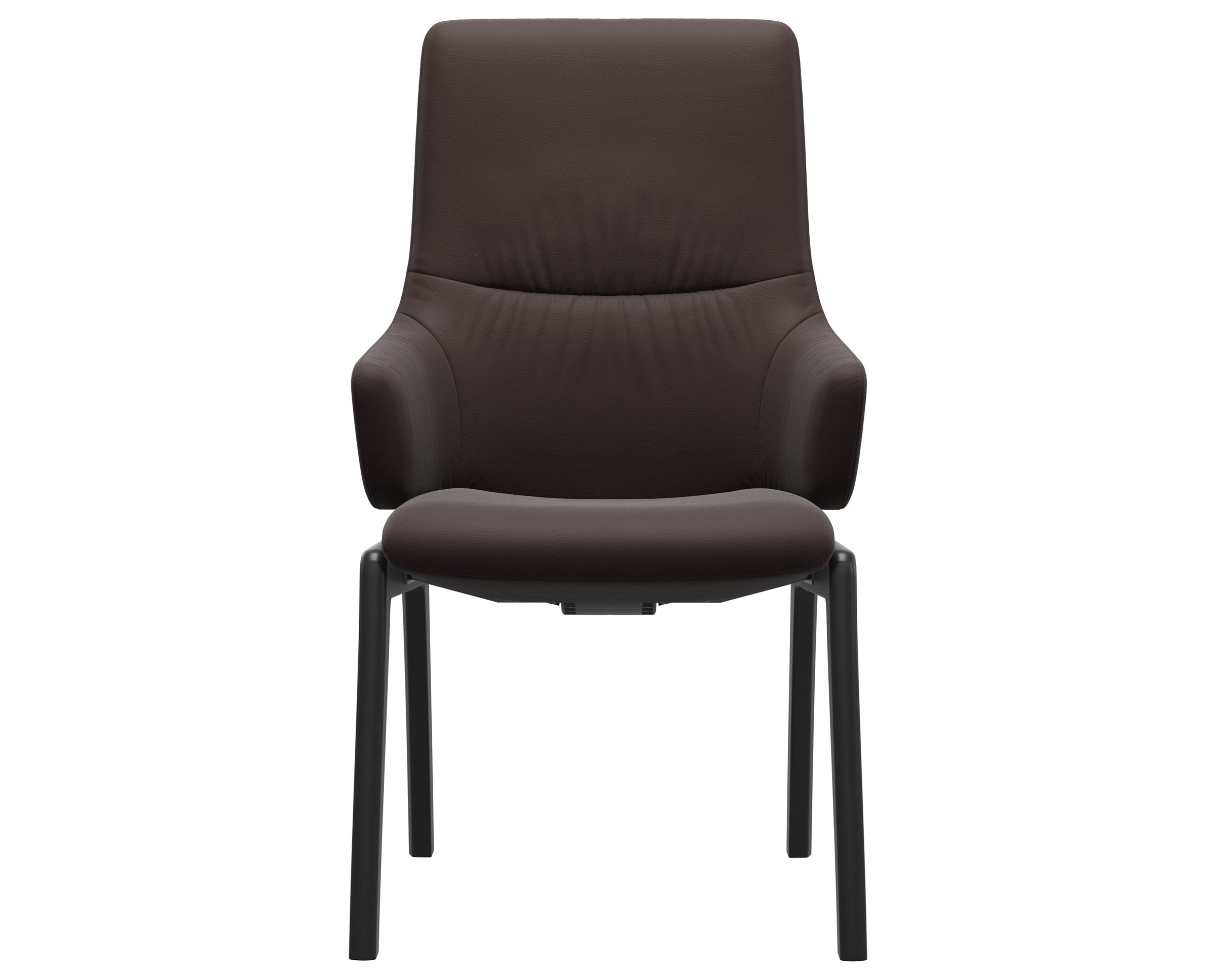 Paloma Leather Chocolate and Black Base | Stressless Mint High Back D100 Dining Chair w/Arms | Valley Ridge Furniture