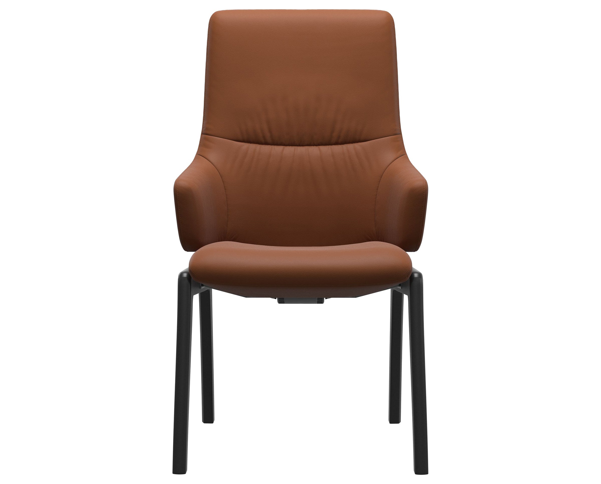 Paloma Leather New Cognac and Black Base | Stressless Mint High Back D100 Dining Chair w/Arms | Valley Ridge Furniture