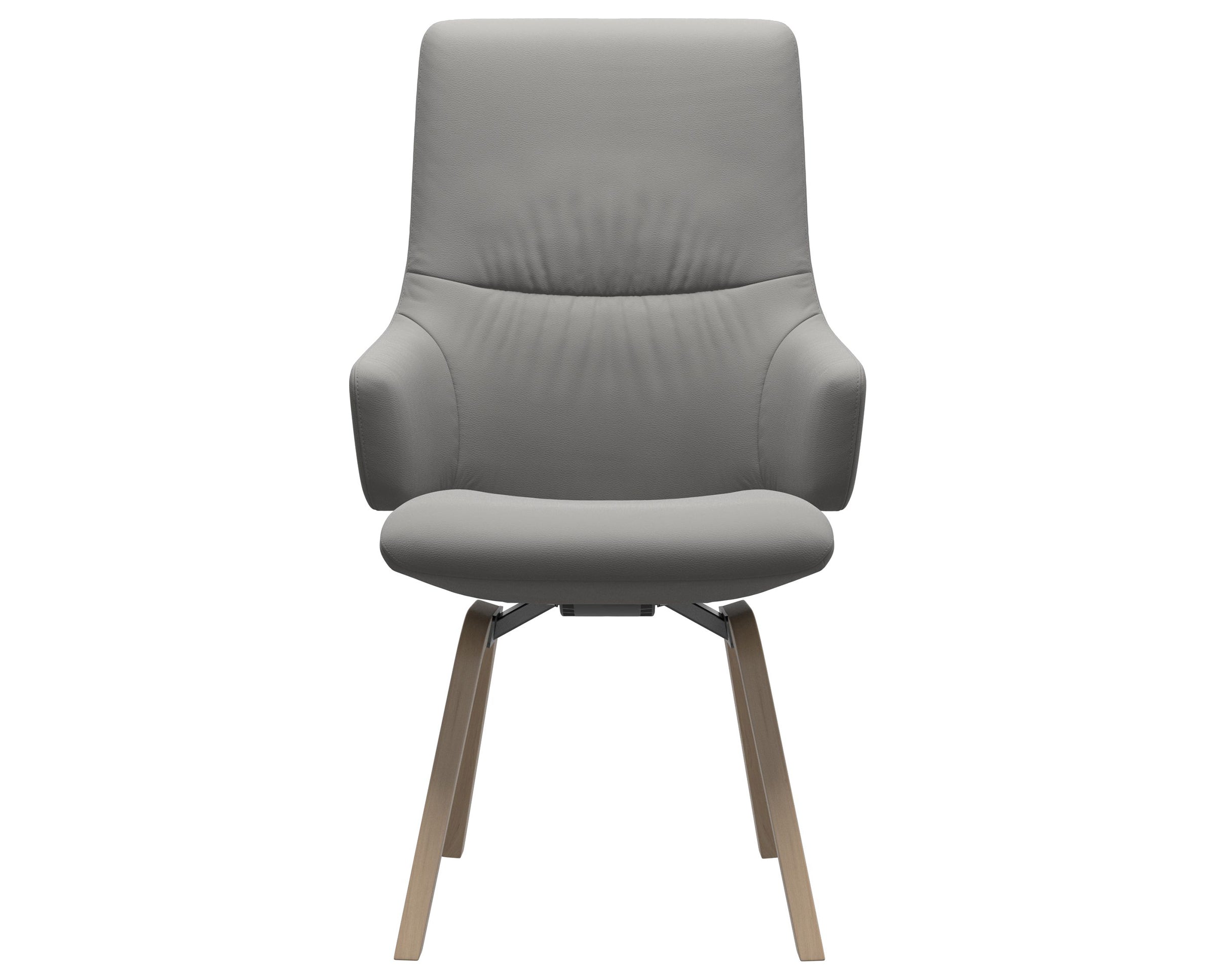 Paloma Leather Silver Grey and Natural Base | Stressless Mint High Back D200 Dining Chair w/Arms | Valley Ridge Furniture