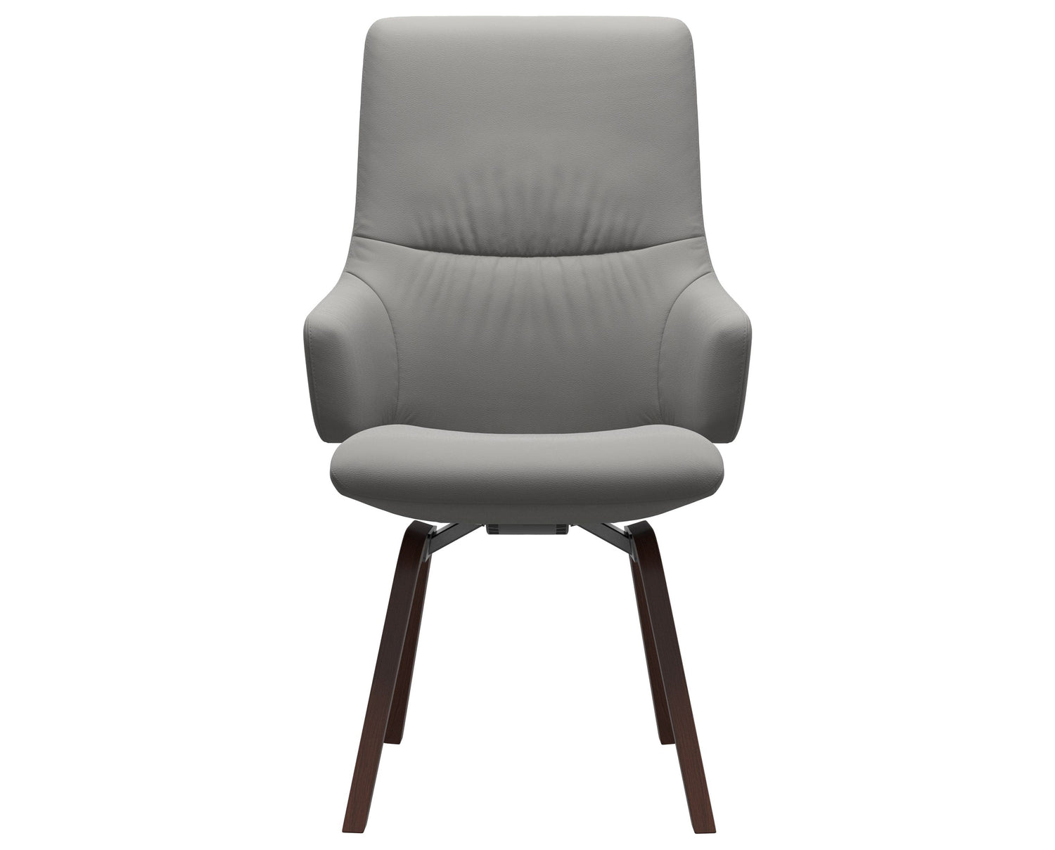 Paloma Leather Silver Grey & Walnut Base | Stressless Mint High Back D200 Dining Chair w/Arms | Valley Ridge Furniture