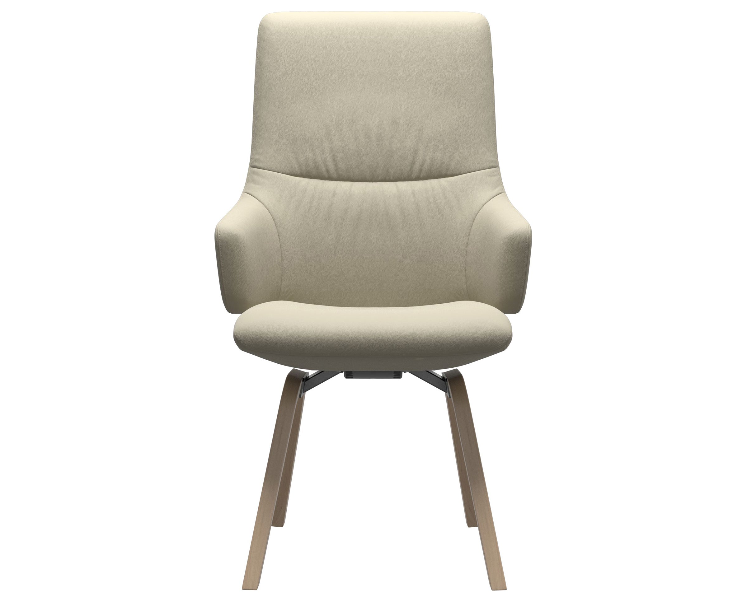 Paloma Leather Light Grey and Natural Base | Stressless Mint High Back D200 Dining Chair w/Arms | Valley Ridge Furniture