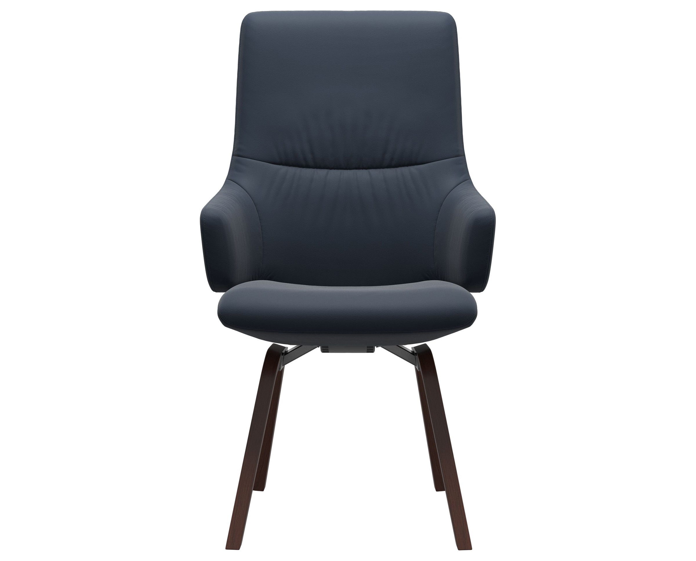 Paloma Leather Oxford Blue and Walnut Base | Stressless Mint High Back D200 Dining Chair w/Arms | Valley Ridge Furniture