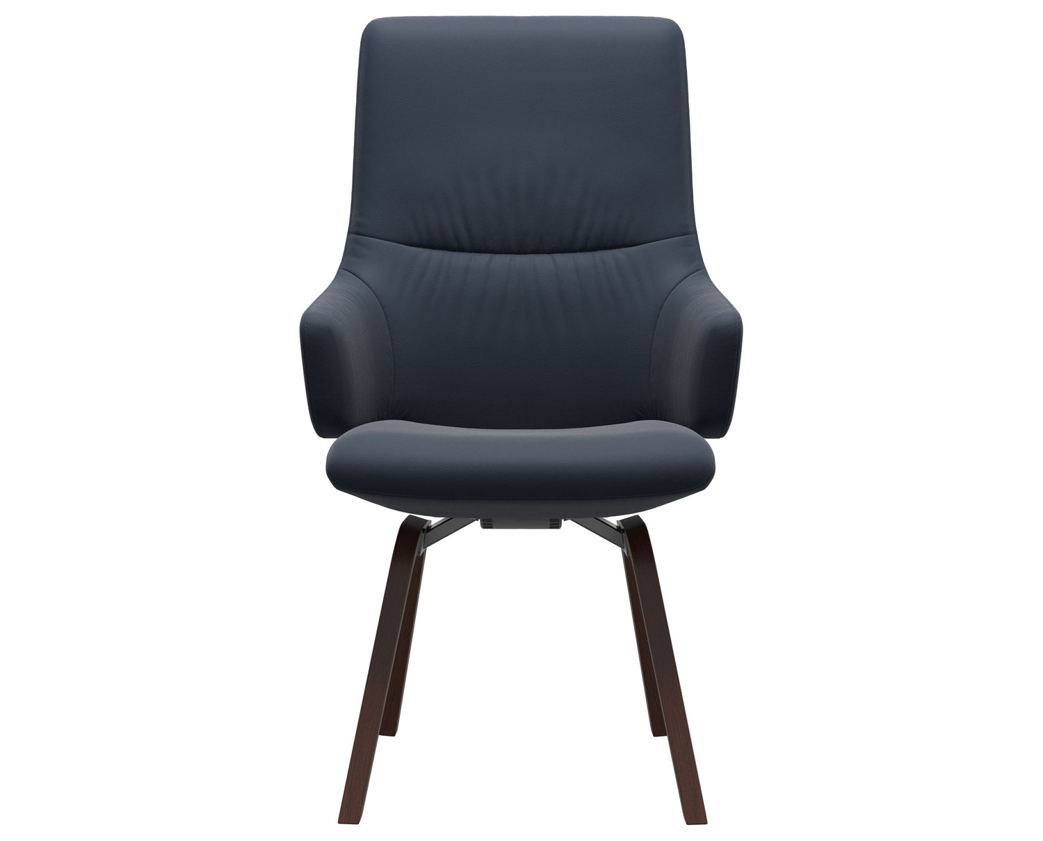 Paloma Leather Oxford Blue & Walnut Base | Stressless Mint High Back D200 Dining Chair w/Arms | Valley Ridge Furniture