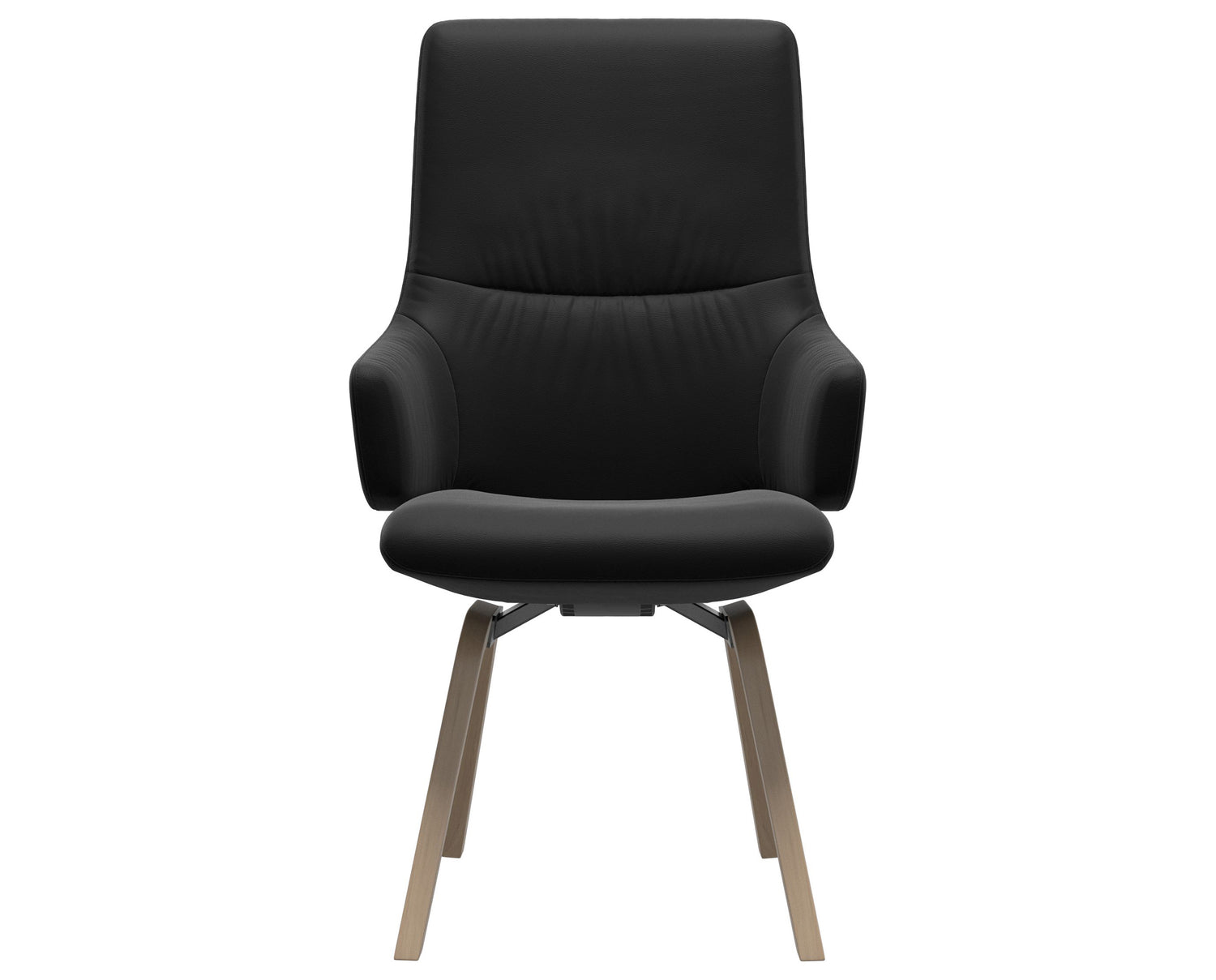 Paloma Leather Black & Natural Base | Stressless Mint High Back D200 Dining Chair w/Arms | Valley Ridge Furniture