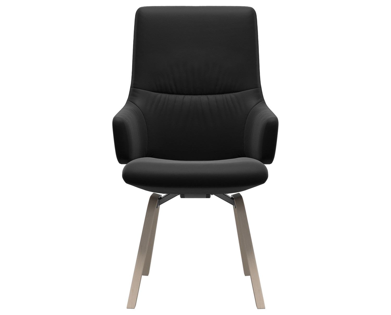 Paloma Leather Black & Whitewash Base | Stressless Mint High Back D200 Dining Chair w/Arms | Valley Ridge Furniture