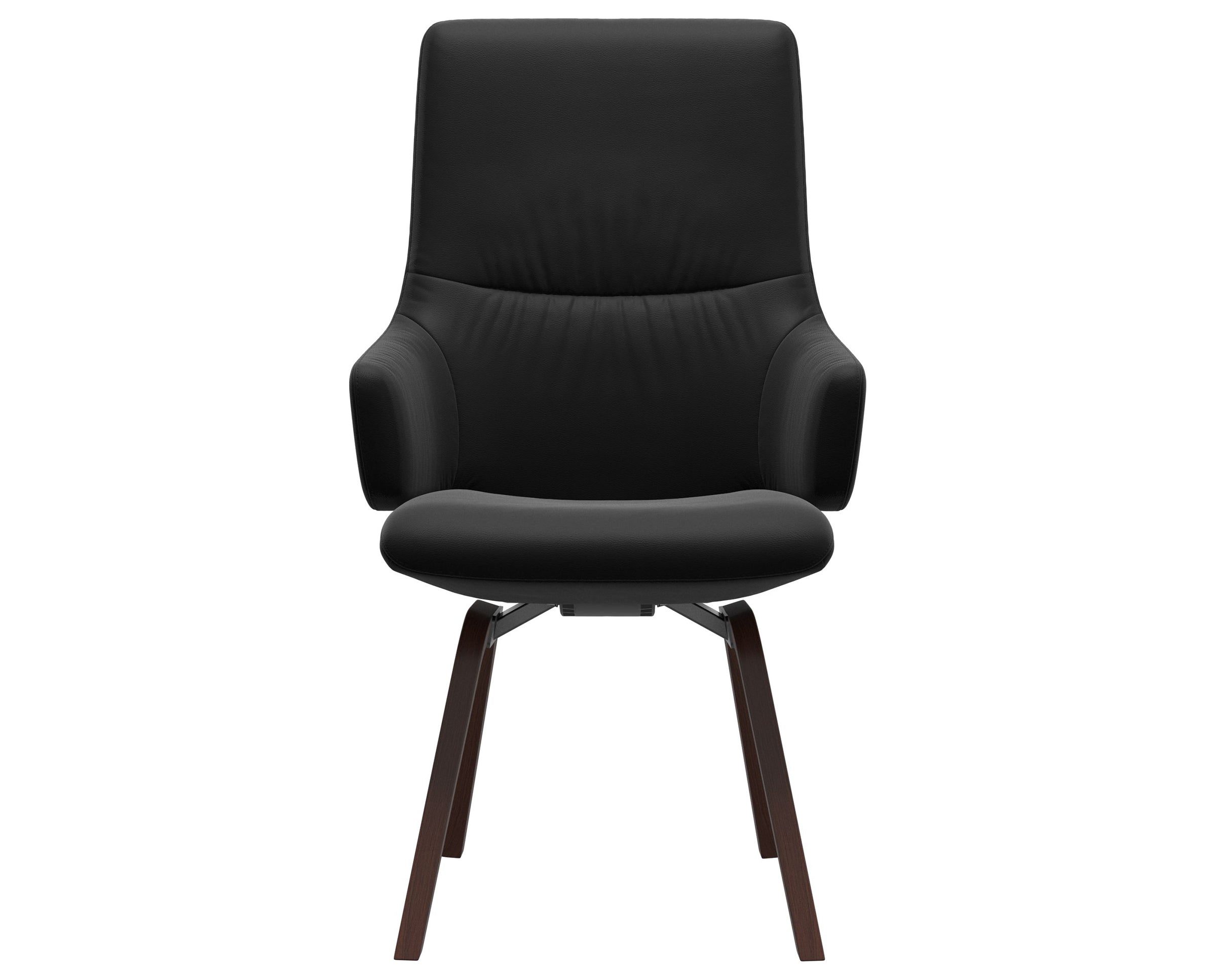 Paloma Leather Black and Walnut Base | Stressless Mint High Back D200 Dining Chair w/Arms | Valley Ridge Furniture
