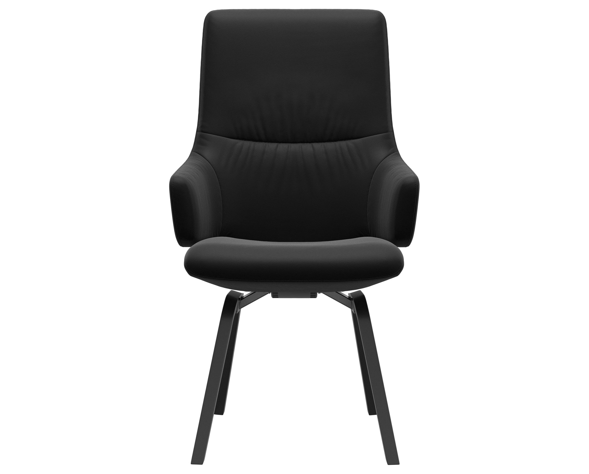 Paloma Leather Black and Black Base | Stressless Mint High Back D200 Dining Chair w/Arms | Valley Ridge Furniture