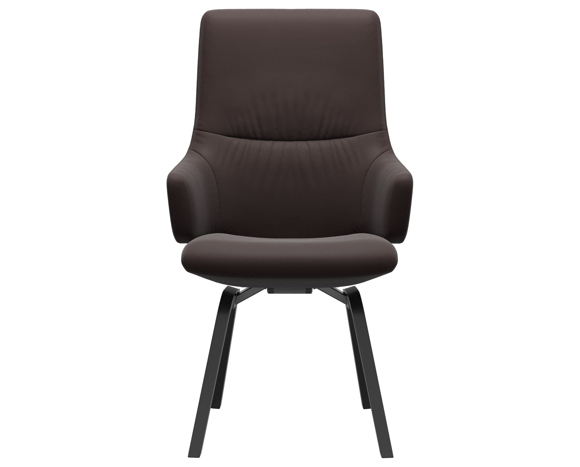 Paloma Leather Chocolate and Black Base | Stressless Mint High Back D200 Dining Chair w/Arms | Valley Ridge Furniture