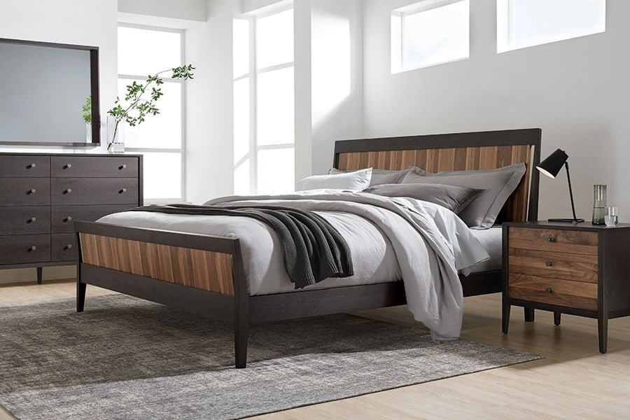 Carbon with Walnut Stripe | West Bros Hayden Wood Panel Bed