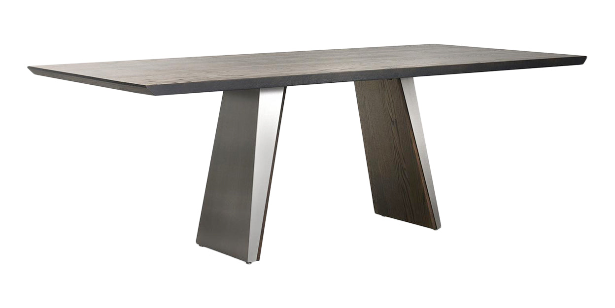 Brushed Steel and Vintage Solid Oak | Trica Timeless Table