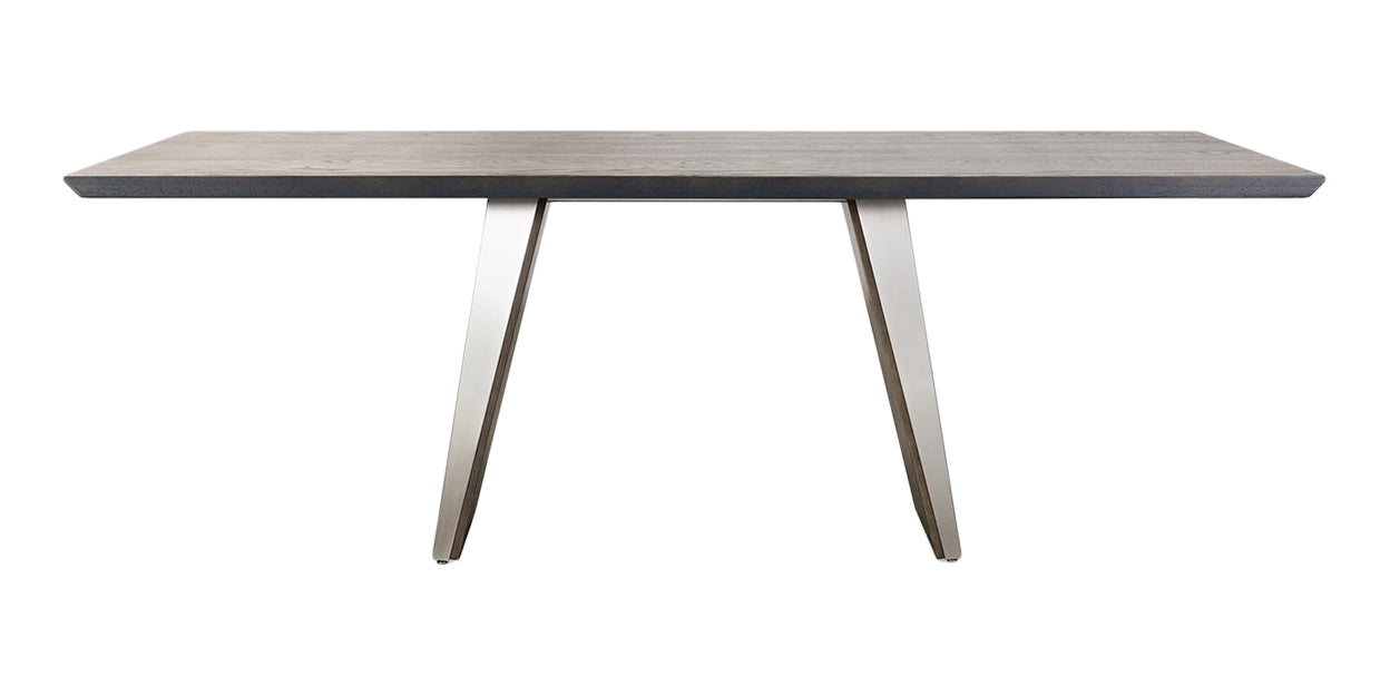 Brushed Steel and Vintage Solid Oak | Trica Timeless Table