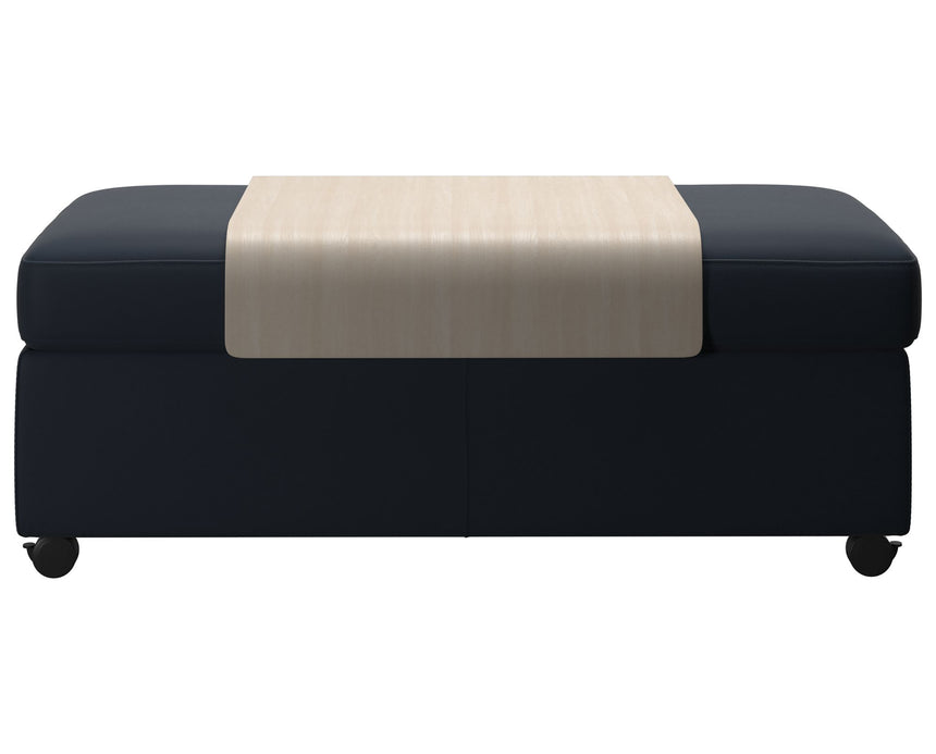 Paloma Leather Oxford Blue and Whitewash Finish | Stressless Double Ottoman with Table | Valley Ridge Furniture