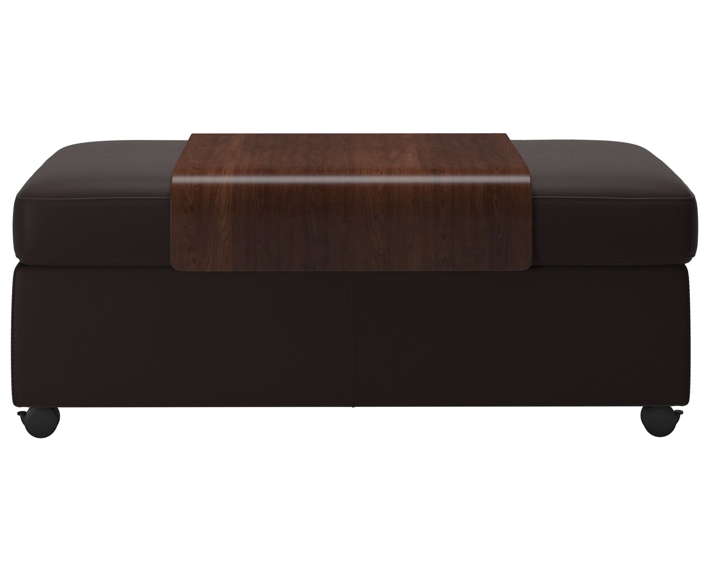Paloma Leather Chocolate and Brown Finish | Stressless Double Ottoman with Table | Valley Ridge Furniture