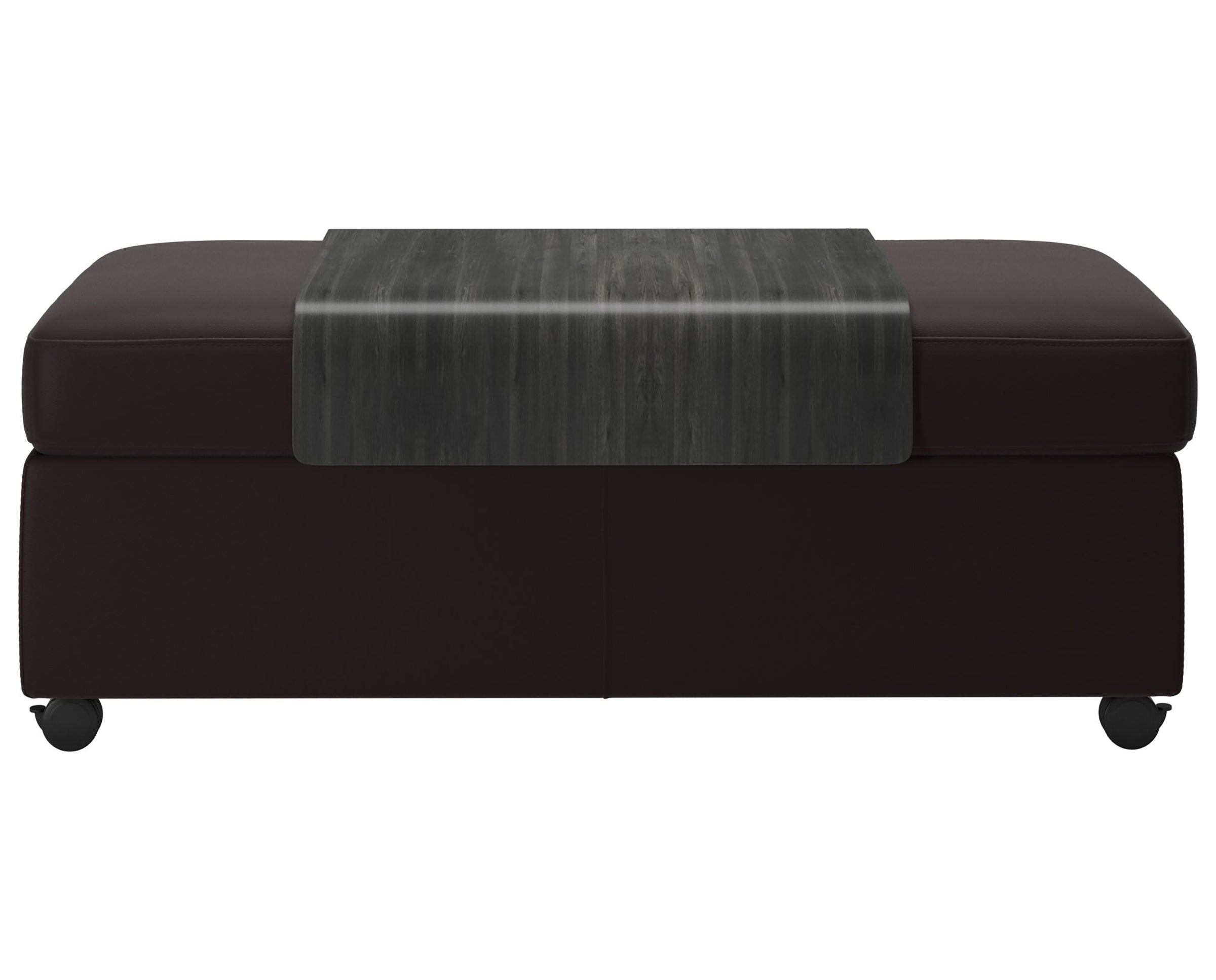 Paloma Leather Chocolate and Grey Finish | Stressless Double Ottoman with Table | Valley Ridge Furniture