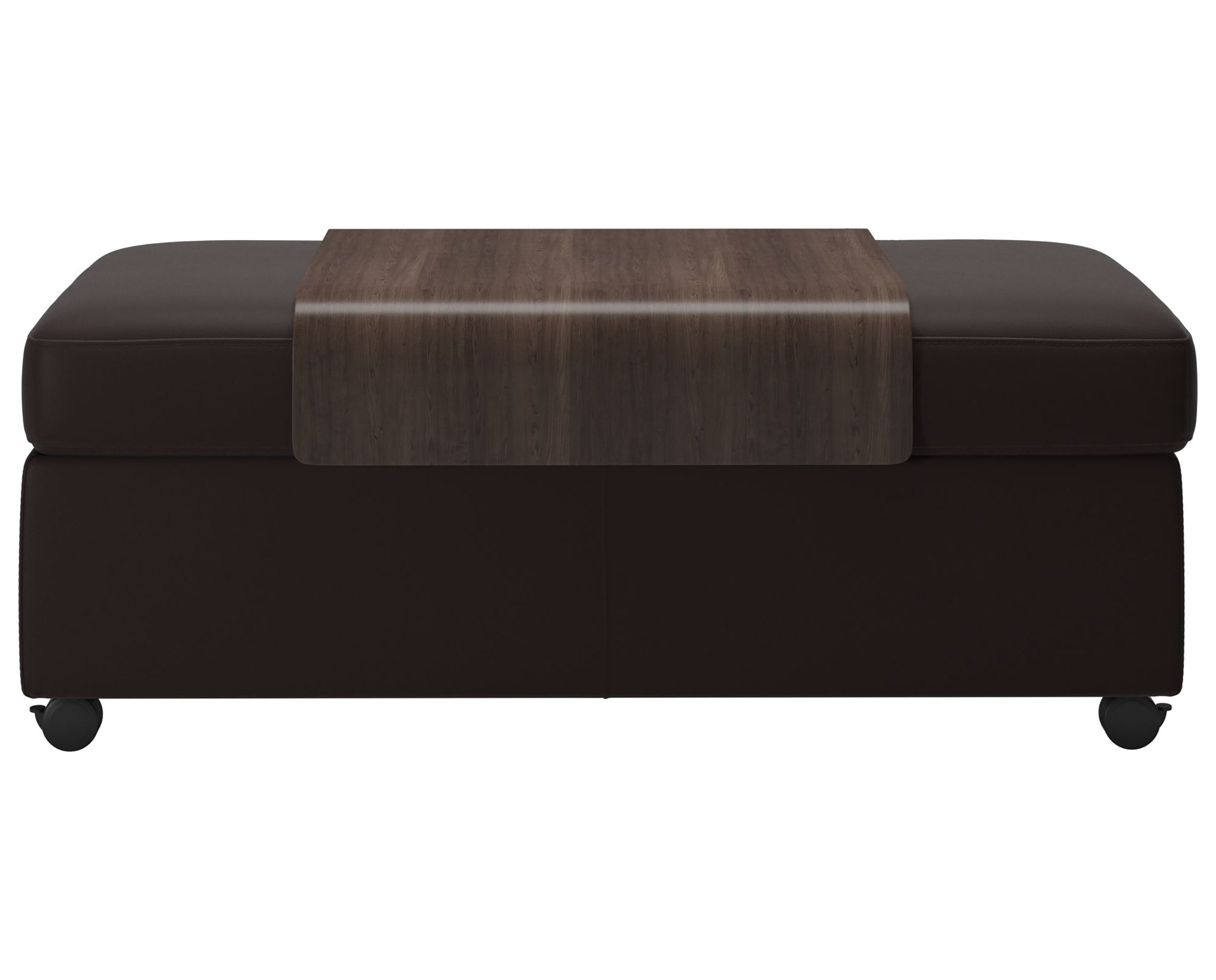 Paloma Leather Chocolate and Wenge Finish | Stressless Double Ottoman with Table | Valley Ridge Furniture