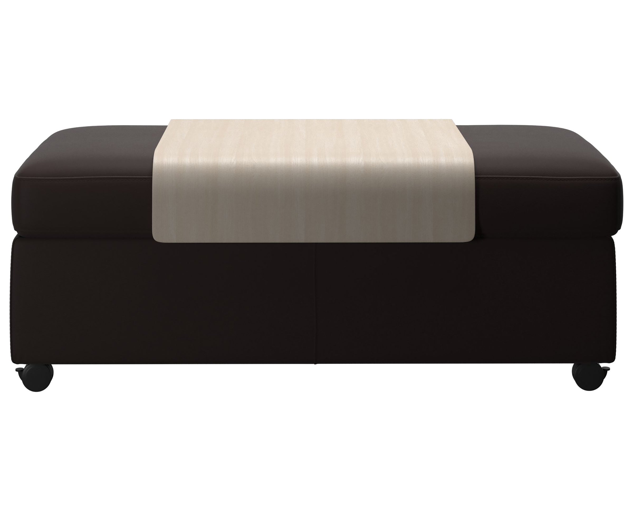 Paloma Leather Chocolate and Whitewash Finish | Stressless Double Ottoman with Table | Valley Ridge Furniture