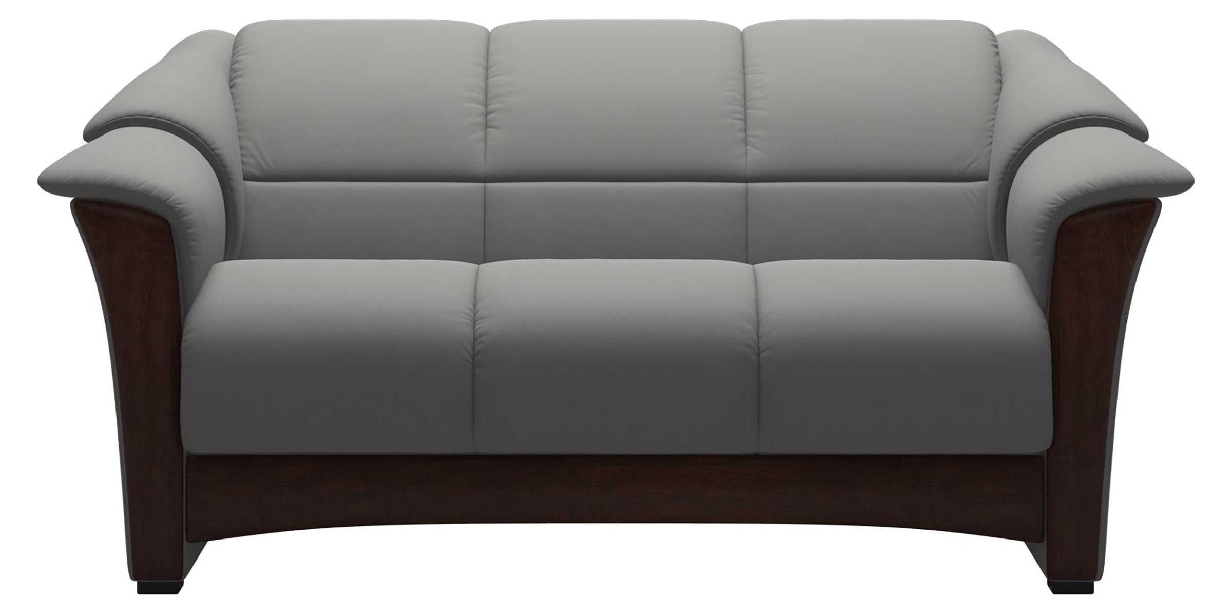 Paloma Leather Silver Grey and Brown Base | Stressless Oslo Loveseat | Valley Ridge Furniture