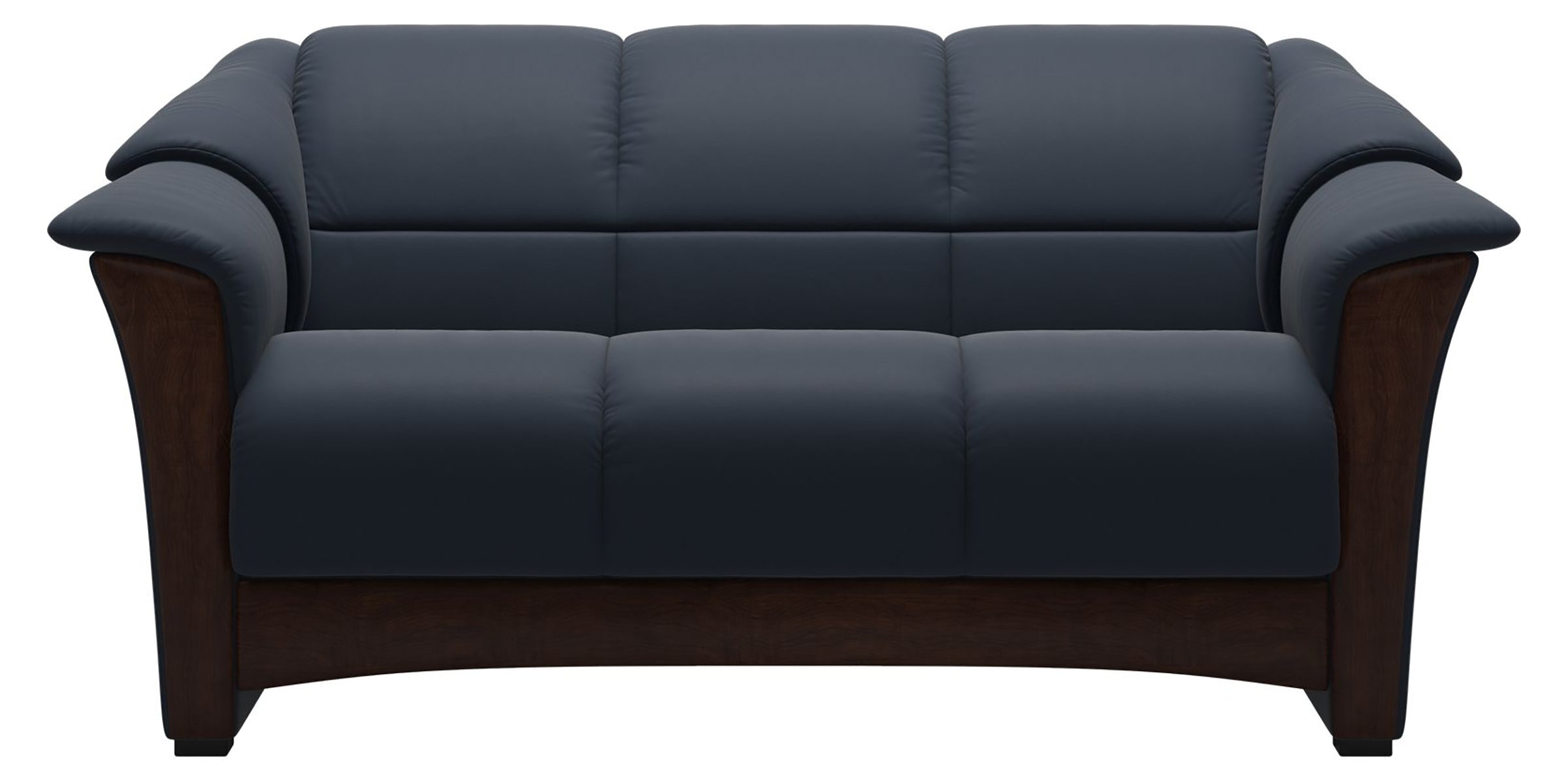 Paloma Leather Oxford Blue and Brown Base | Stressless Oslo Loveseat | Valley Ridge Furniture
