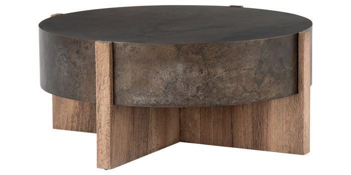 Distressed Iron with Rustic Oak Veneer | Bingham Coffee Table | Valley Ridge Furniture