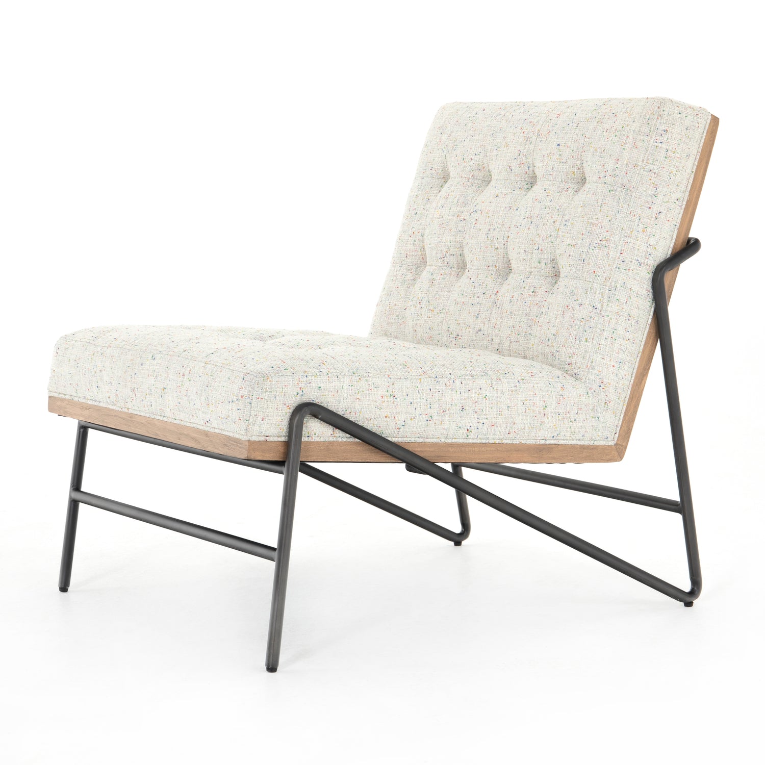 Neutral Fleck Fabric & Gunmetal Iron with Natural Beech | Romy Chair | Valley Ridge Furniture