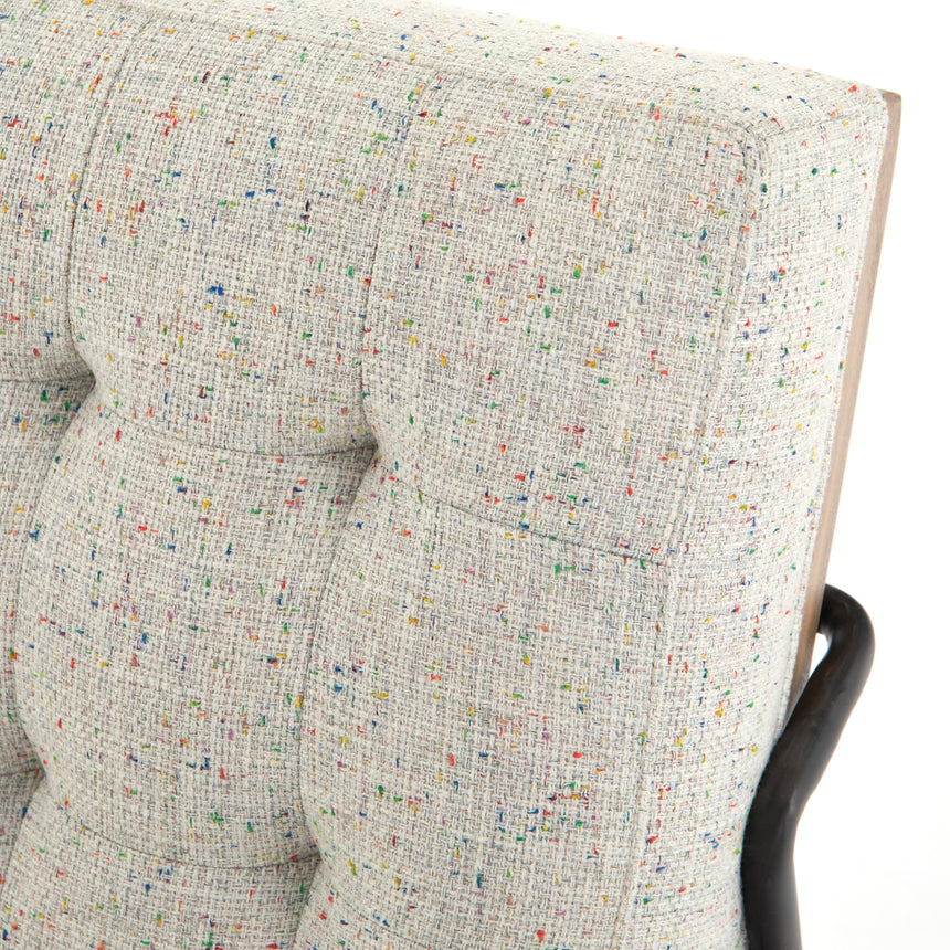 Neutral Fleck Fabric & Gunmetal Iron with Natural Beech | Romy Chair | Valley Ridge Furniture