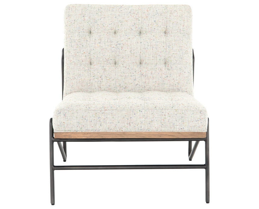 Neutral Fleck Fabric & Gunmetal Iron with Natural Beech | Romy Chair | Valley Ridge Furniture