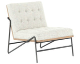 Neutral Fleck Fabric & Gunmetal Iron with Natural Beech | Romy Chair | Valley Ridge Furniture