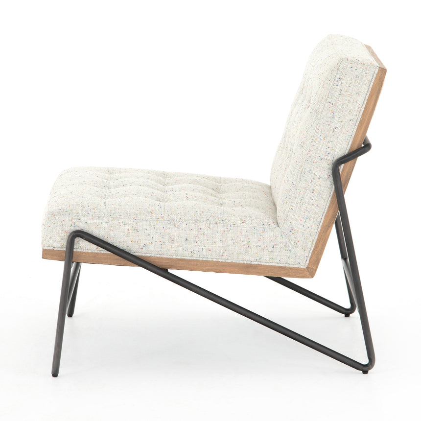 Neutral Fleck Fabric & Gunmetal Iron with Natural Beech | Romy Chair | Valley Ridge Furniture