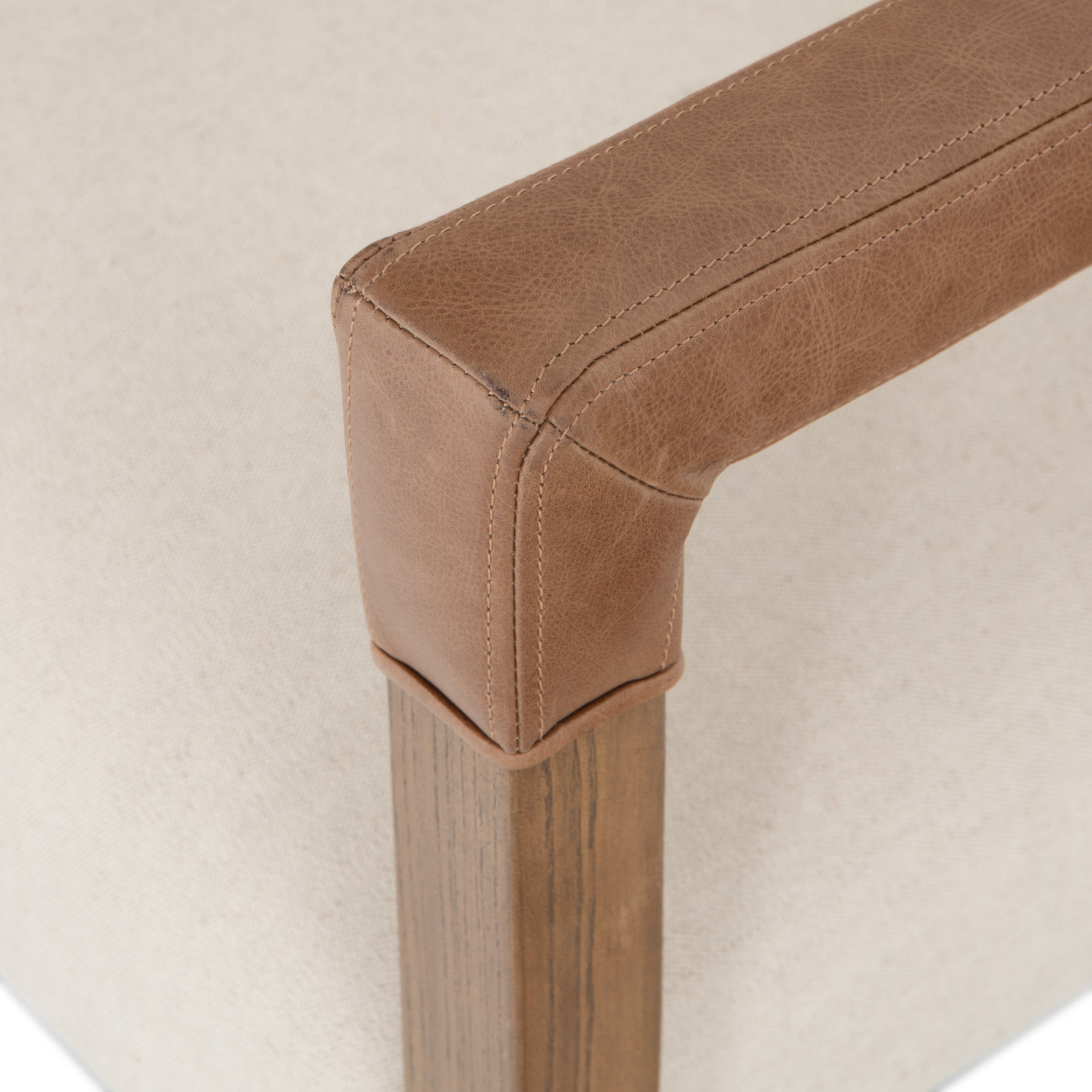 Harbor Natural Fabric & Lamont Nettlewood with Chaps Saddle Leather | Reuben Chair | Valley Ridge Furniture