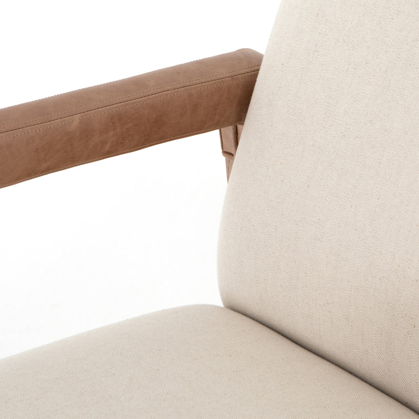 Harbor Natural Fabric & Lamont Nettlewood with Chaps Saddle Leather | Reuben Chair | Valley Ridge Furniture