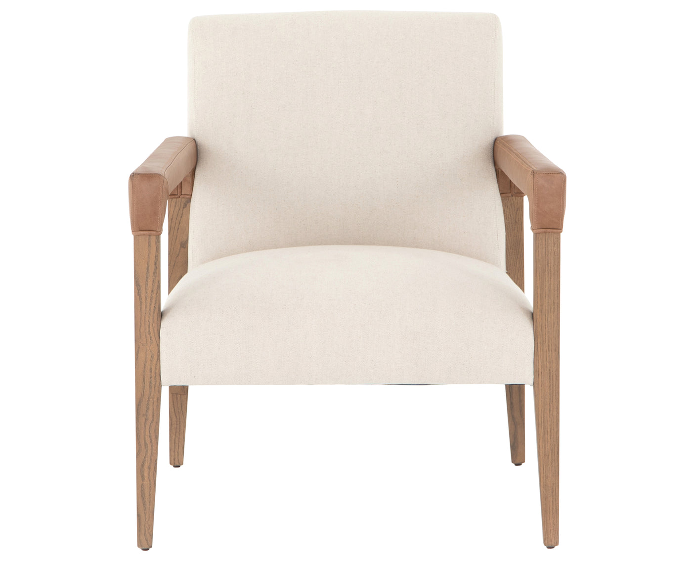 Harbor Natural Fabric & Lamont Nettlewood with Chaps Saddle Leather | Reuben Chair | Valley Ridge Furniture