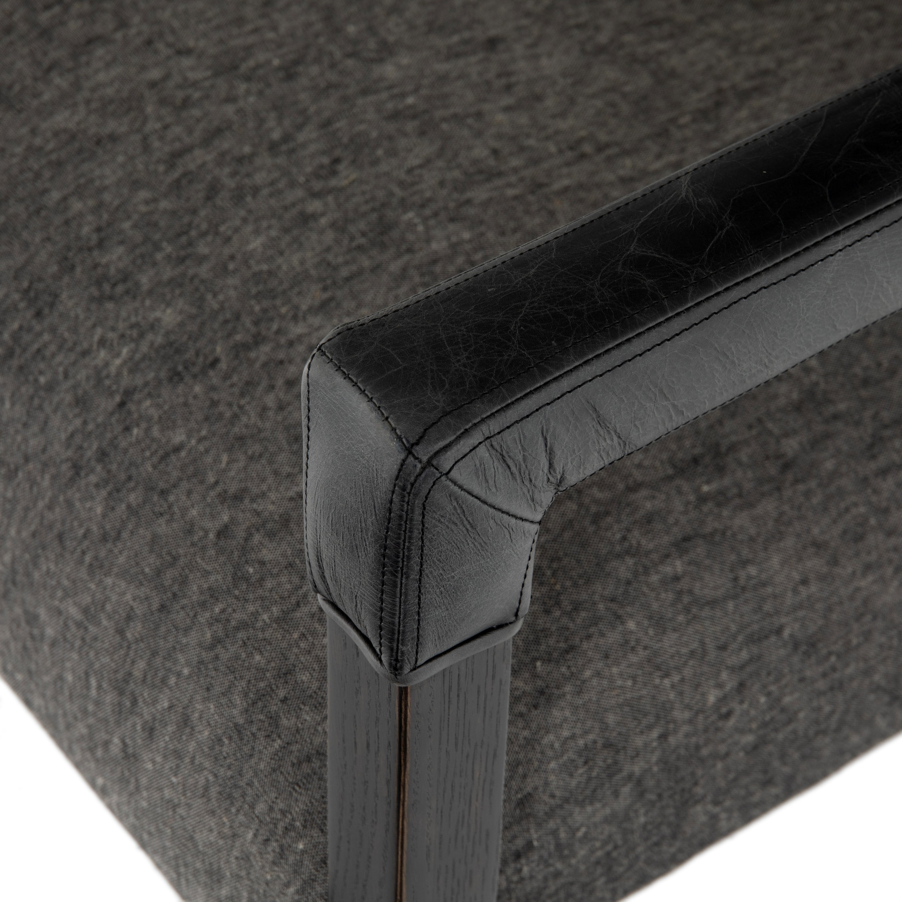 Ives Black Fabric &amp; Black Wash Oak with Durango Smoke Leather | Reuben Chair | Valley Ridge Furniture