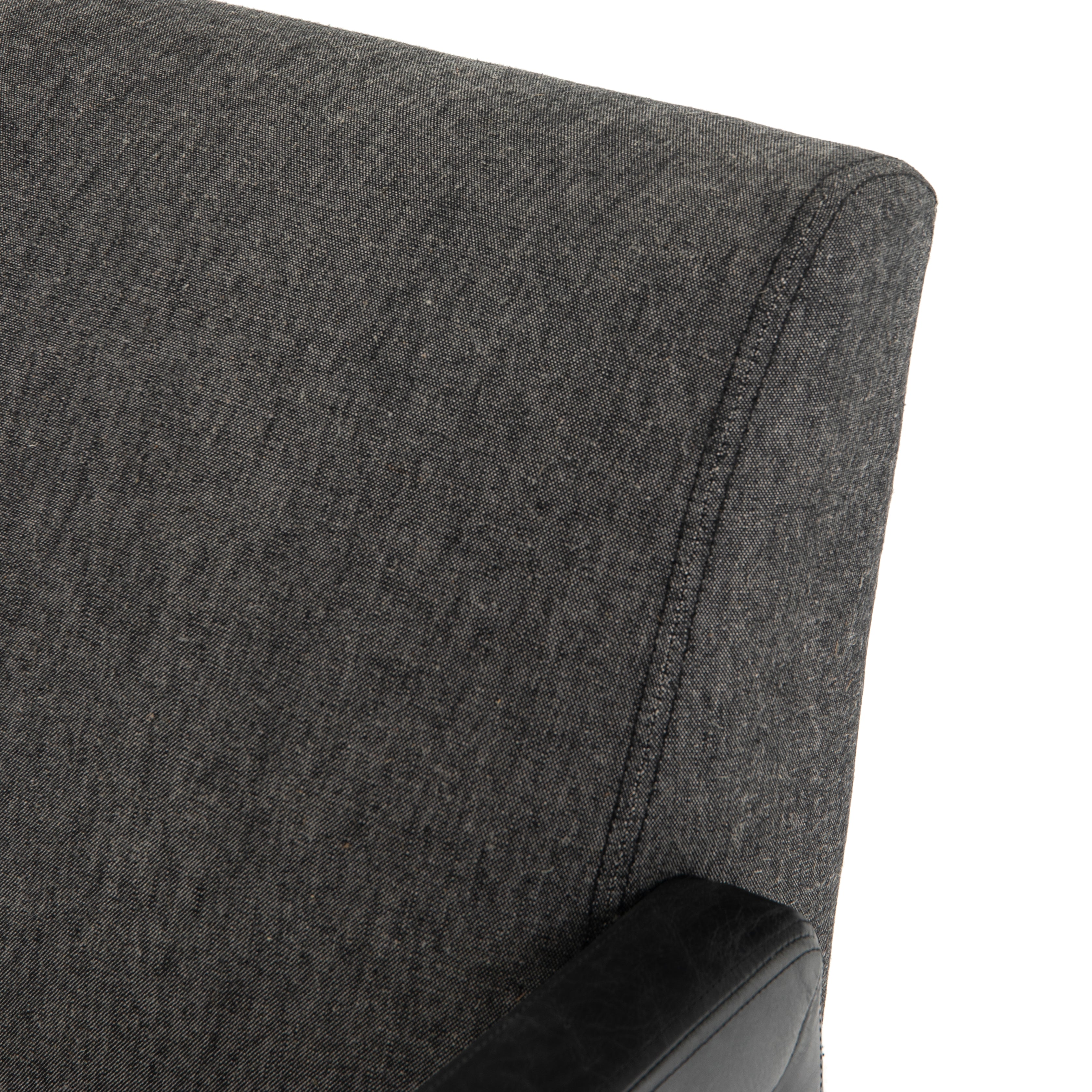 Ives Black Fabric &amp; Black Wash Oak with Durango Smoke Leather | Reuben Chair | Valley Ridge Furniture