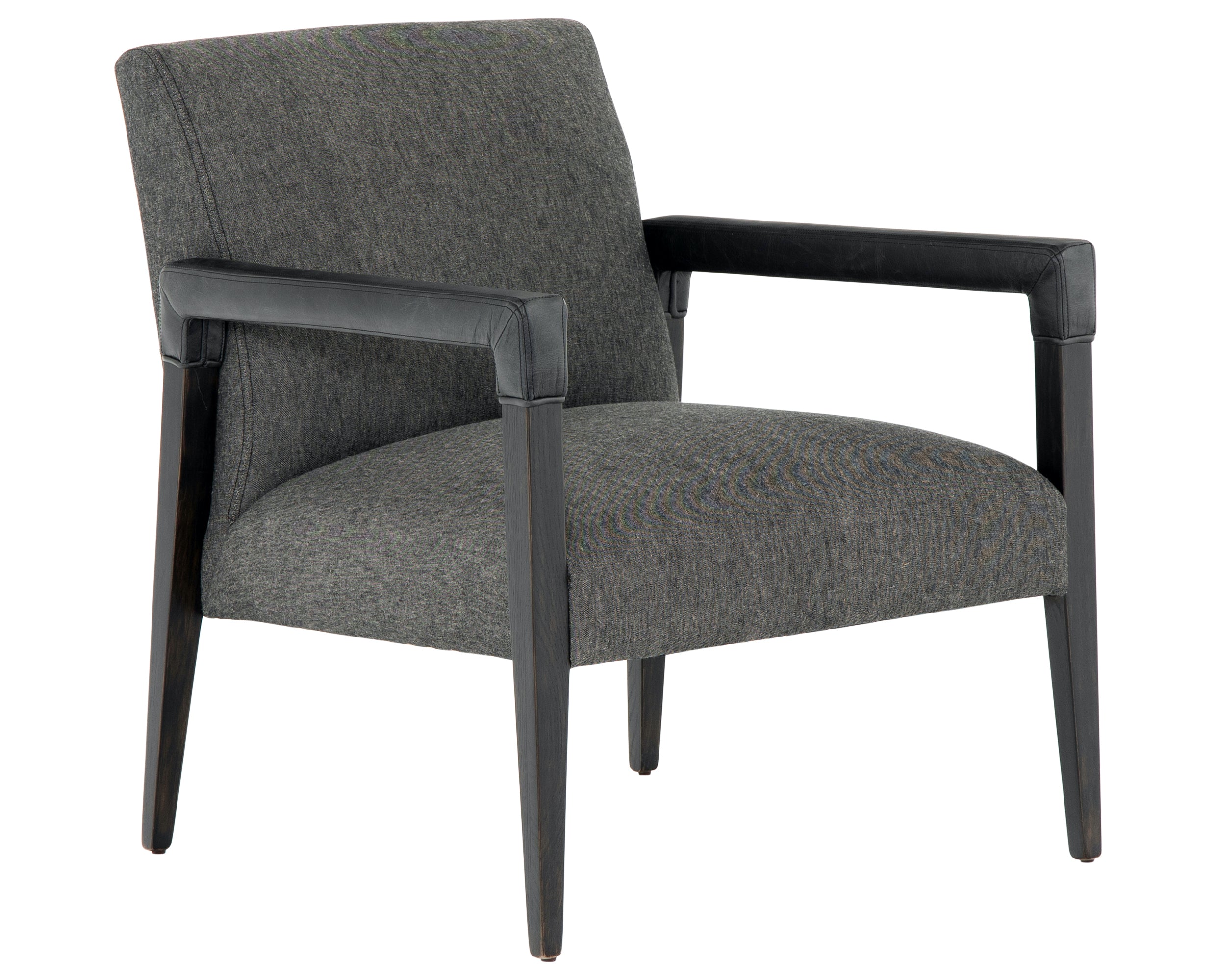 Ives Black Fabric & Black Wash Oak with Durango Smoke Leather | Reuben Chair | Valley Ridge Furniture