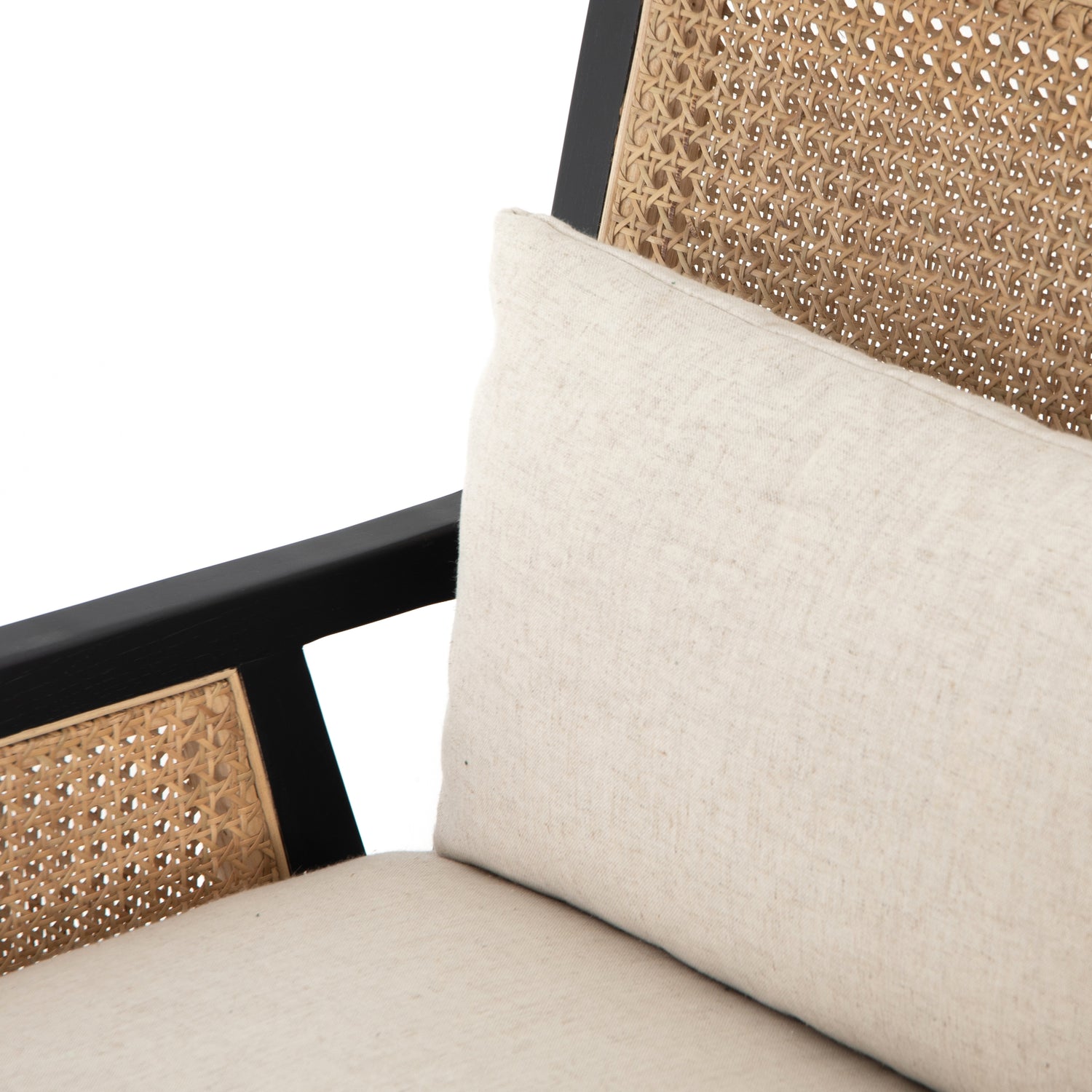 Savile Flax Fabric & Natural Cane with Brushed Ebony Parawood | Antonia Cane Chair | Valley Ridge Furniture