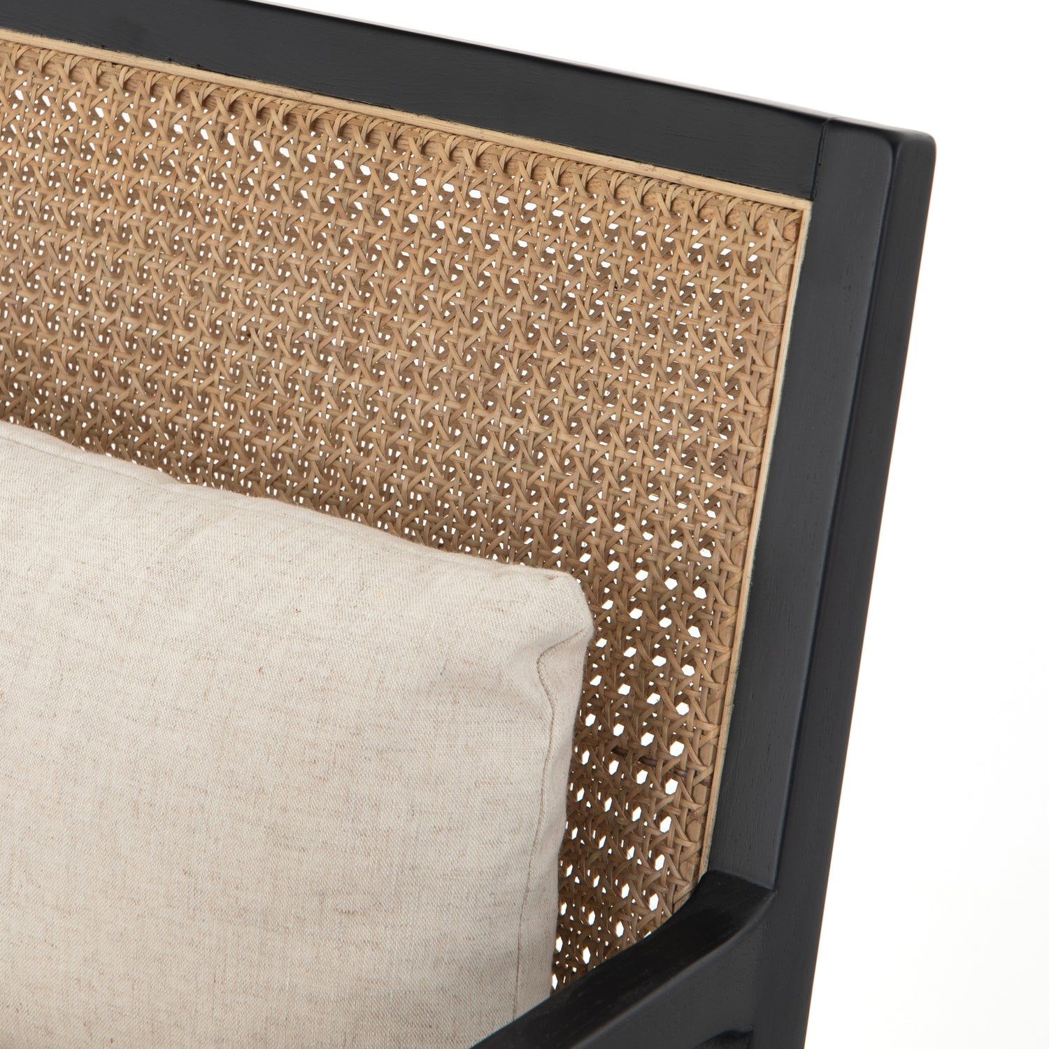 Savile Flax Fabric & Natural Cane with Brushed Ebony Parawood | Antonia Cane Chair | Valley Ridge Furniture
