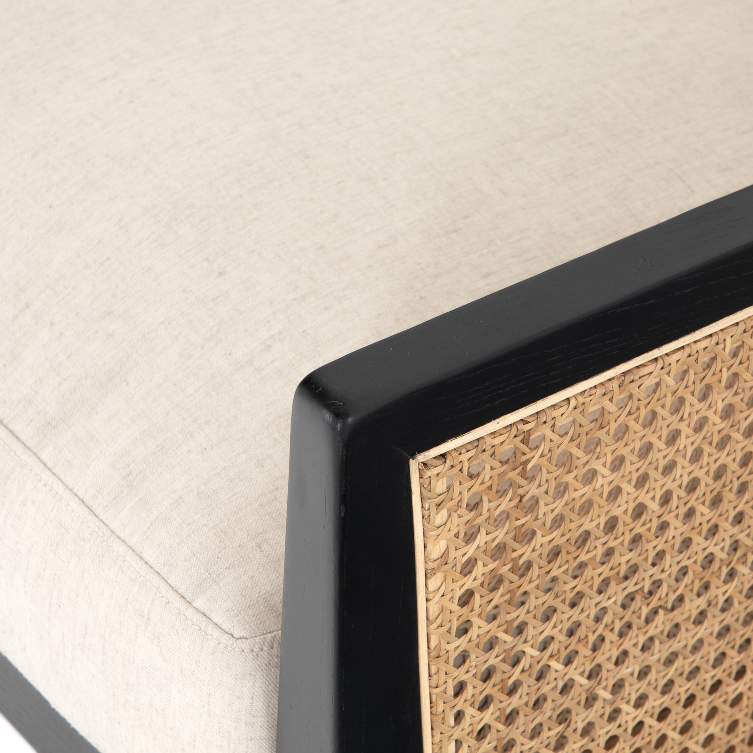 Savile Flax Fabric & Natural Cane with Brushed Ebony Parawood | Antonia Cane Chair | Valley Ridge Furniture
