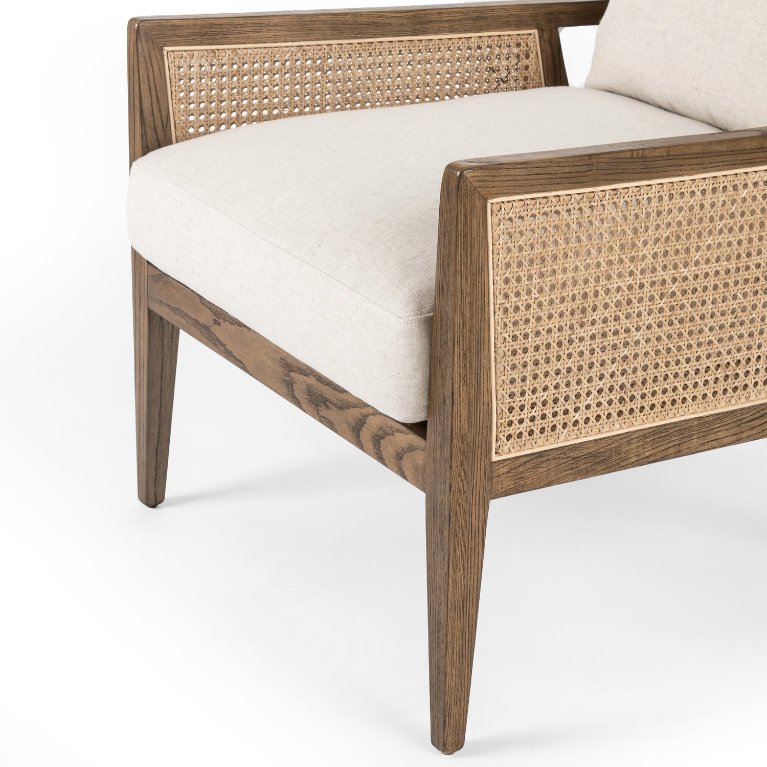 Savile Flax Fabric & Light Natural Cane with Toasted Parawood | Antonia Cane Chair | Valley Ridge Furniture