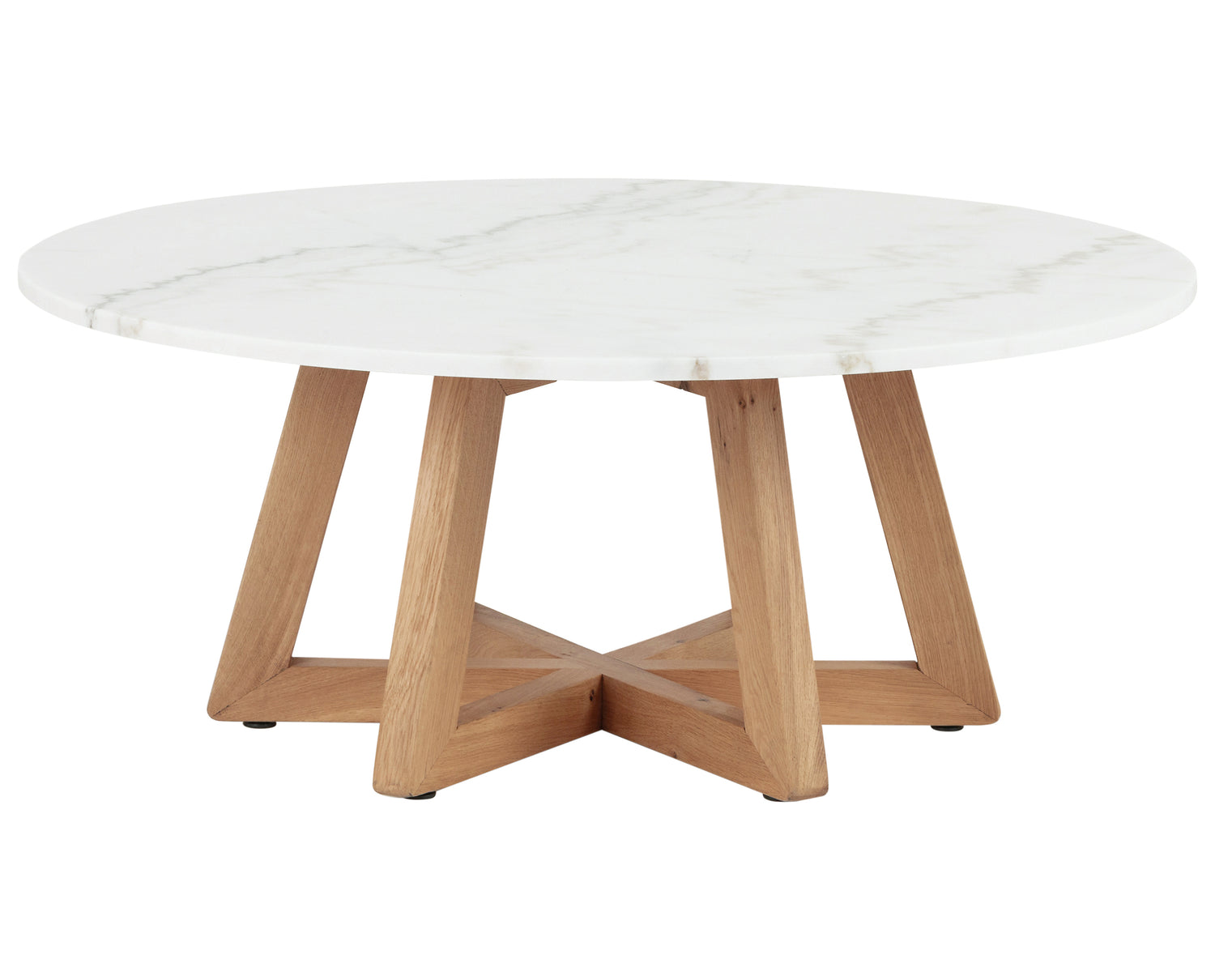 White Marble & Honey Oak with Honey Oak Veneer | Creston Coffee Table | Valley Ridge Furniture