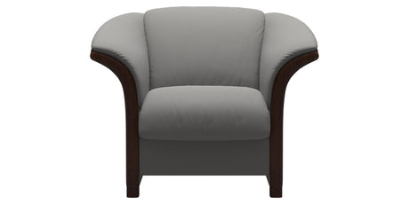 Paloma Leather Silver Grey and Brown Arm Trim | Stressless Manhattan Chair | Valley Ridge Furniture