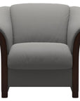 Paloma Leather Silver Grey and Brown Arm Trim | Stressless Manhattan Chair | Valley Ridge Furniture