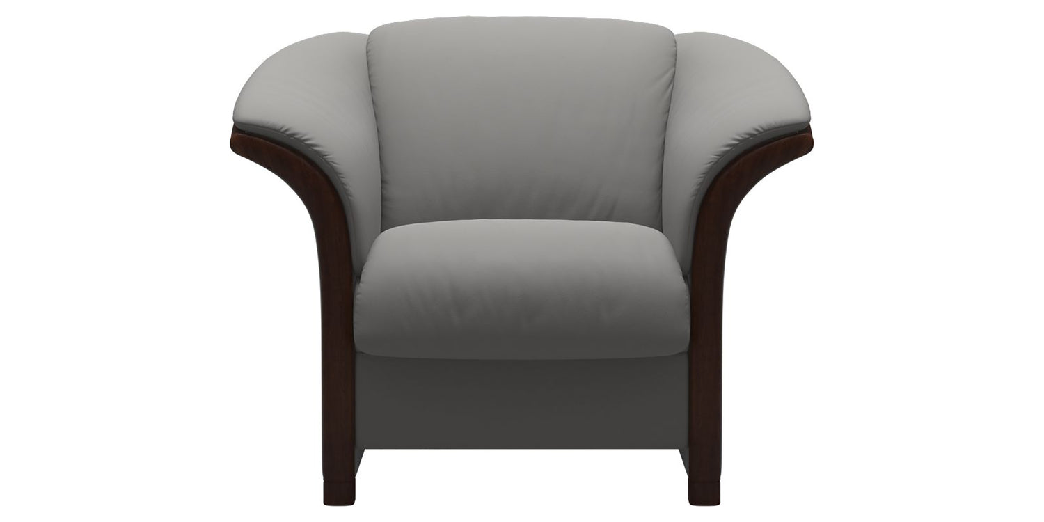 Paloma Leather Silver Grey & Brown Arm Trim | Stressless Manhattan Chair | Valley Ridge Furniture