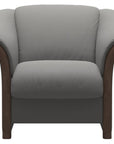 Paloma Leather Silver Grey and Walnut Arm Trim | Stressless Manhattan Chair | Valley Ridge Furniture