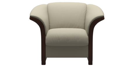 Paloma Leather Light Grey and Brown Arm Trim | Stressless Manhattan Chair | Valley Ridge Furniture