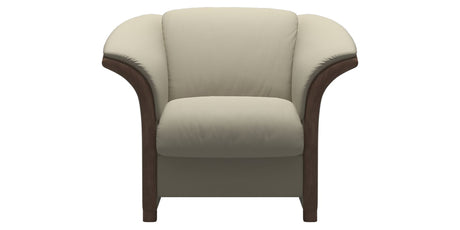 Paloma Leather Light Grey and Walnut Arm Trim | Stressless Manhattan Chair | Valley Ridge Furniture
